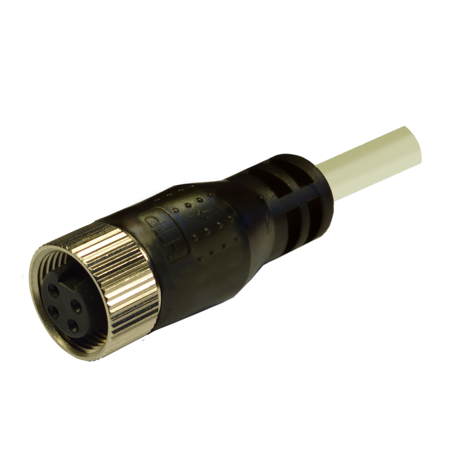 7/8 connector, female, 180°, with 2.5m of cable 4x1,5 shielded, colour grey
